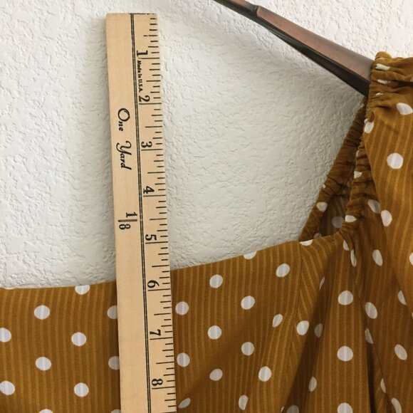 Whiteroom + Cactus Womens M Above Knee Dress Mustard Yellow & White Polka Dots - Picture 8 of 16